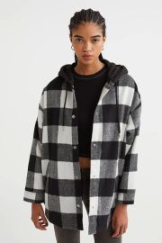 Oversized Hooded Shacket - Blackchecked - Ladies HampM US at H&M